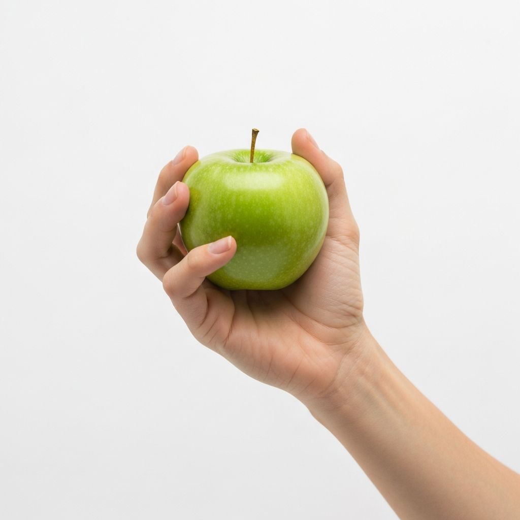 Hand holding single apple